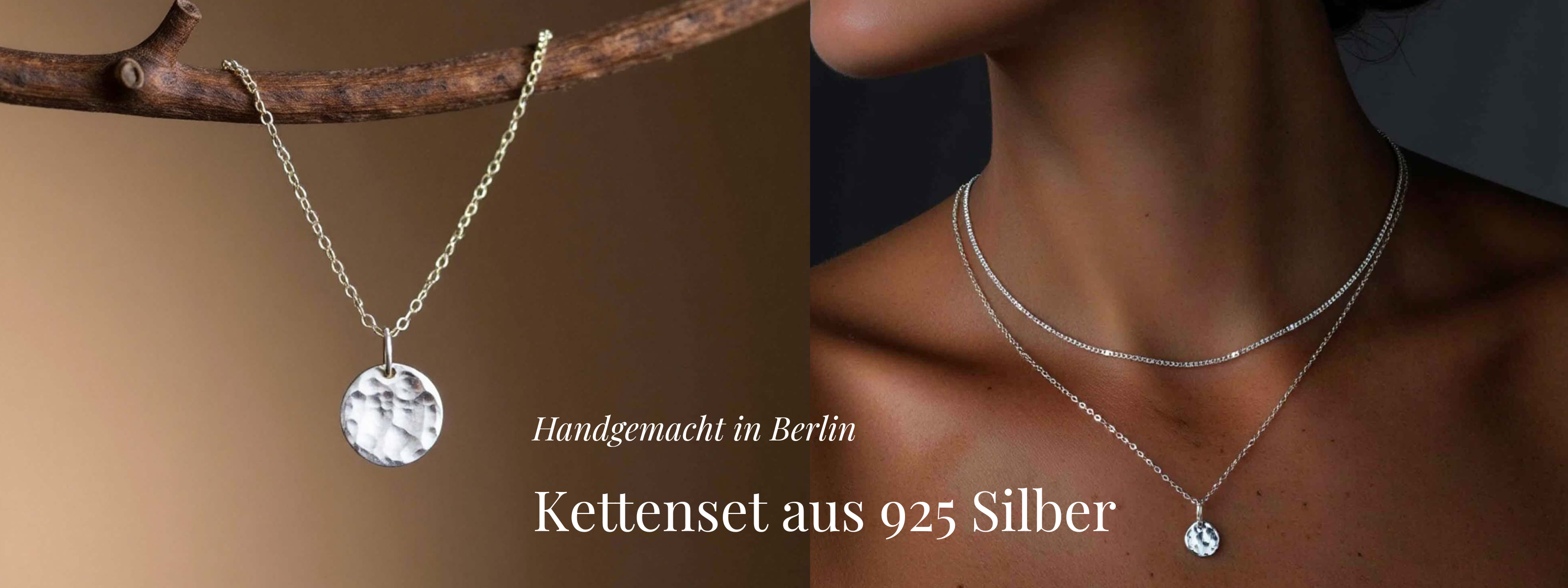 Zwei Silberketten mit Plättchen-Anhänger im Set.