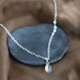 Kleine Mondstein Tropfen Kette 925 Silber