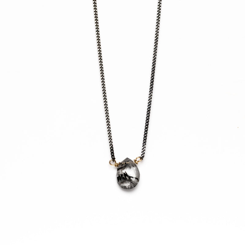 Kleine Rutilquarz-Kette schwarz rhodiniertes Silber | MAYAMBERLIN